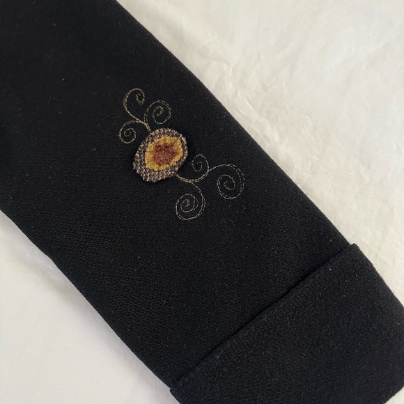 SOLD Custom Long Black Wool Coat with Flower, Bird, Heart Appliques Not sized - Picture 4 of 12